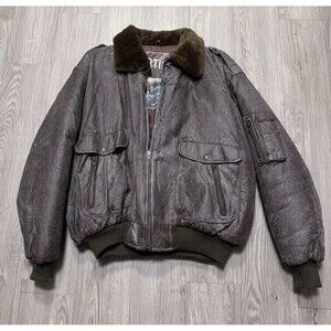Vintage WWII Cortina Fighter Squadron Brown Jacket Made in Korea Size XXXL
